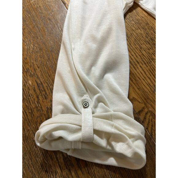 Lucky Brand Cream Velvet Bib Henley Top Geometric Holiday Elegant Sz 3X - Picture 9 of 11